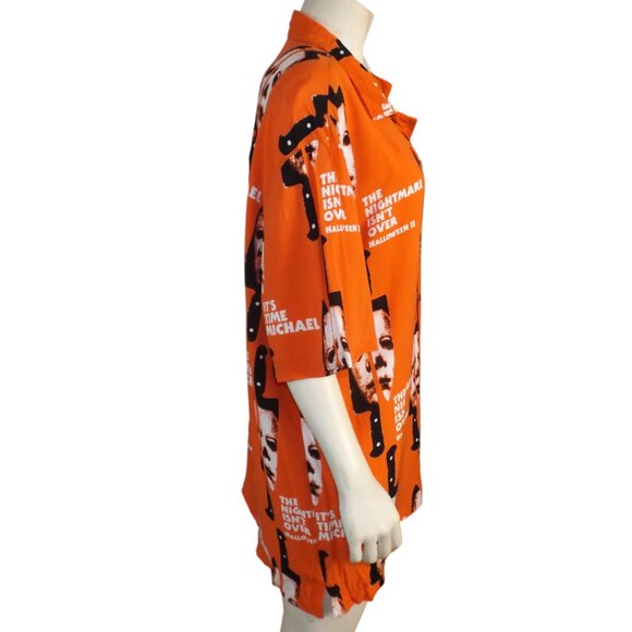 HALLOWEEN 2 Shirt, 3XL, Button front, Short sleeves, Pocket, Orange, Rayon - Picture 6 of 12